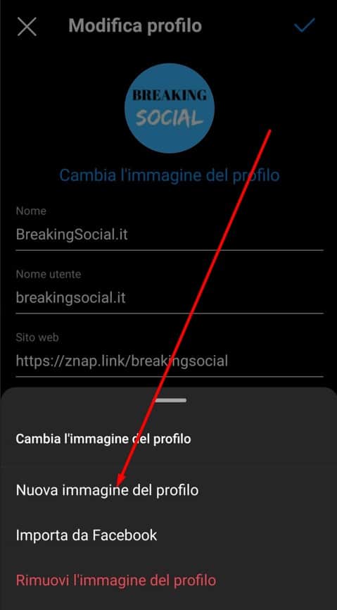Come cambiare foto profilo Instagram