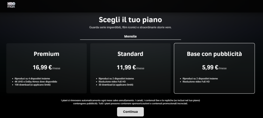 HBO Max piani abbonamento